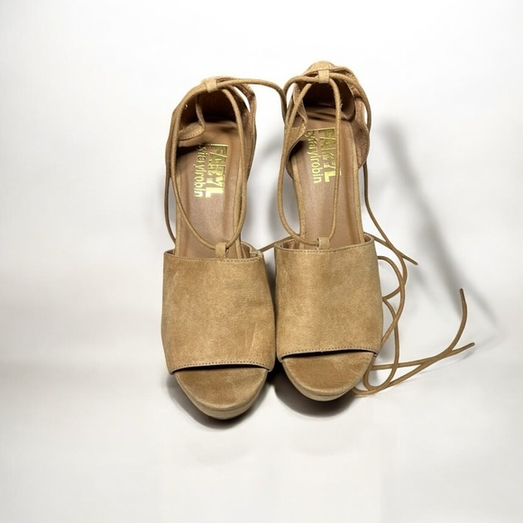 🌻Antrhopologie FARYL Robin Judy Tan Boho Platform Wedge Platform Sandal Size 8 - Picture 7 of 13